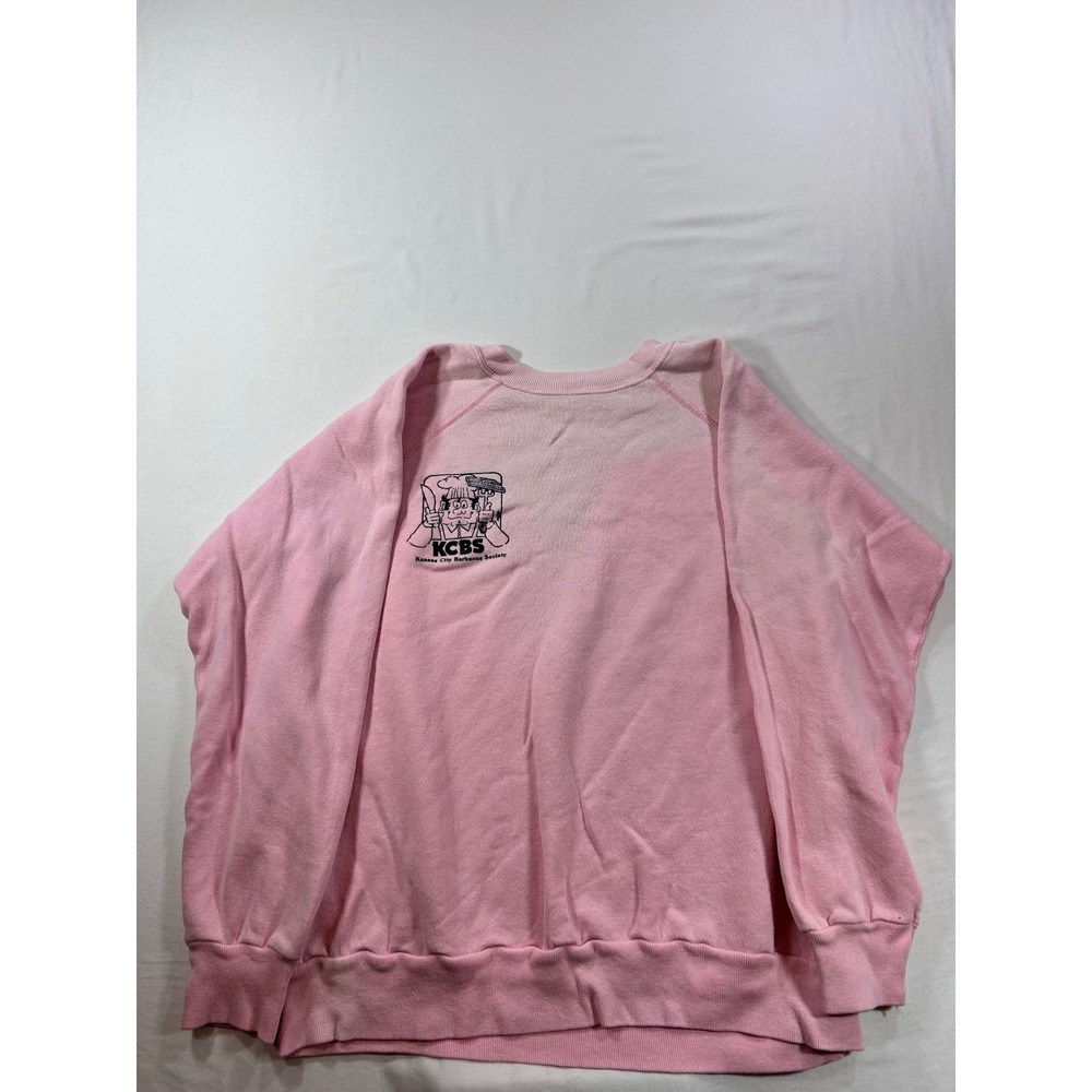 Vintage KCBS Kansas City Barbecue Society Pink Raglan Sweatshirt XL